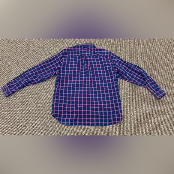 Men's XL Pendleton Navy Blue Pink Plaid Check 100% Cotton Button Down Shirt - Picture 8 of 9